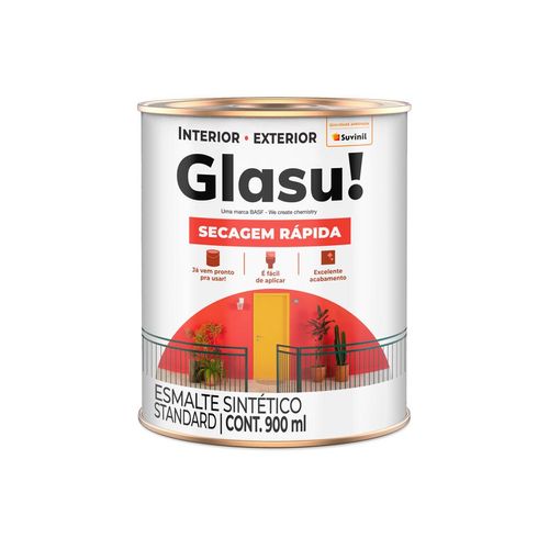 Tinta Esmalte Sintético Glasu Secagem Rápida Preto Fosco 0,9 Litros