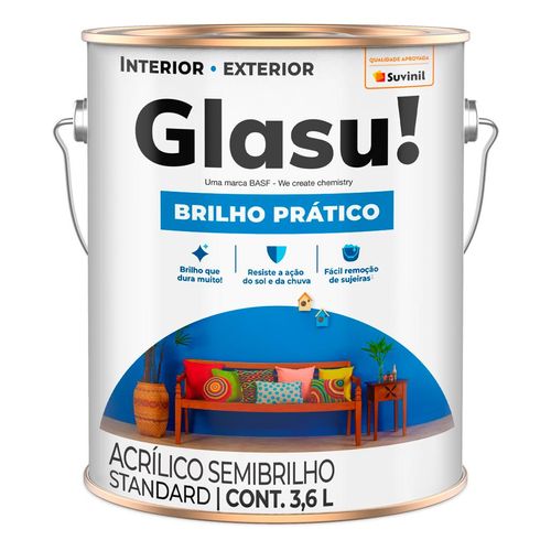 Tinta Acrílica Glasu Brilho Prático Areia Semi-Brilho 3,6 Litros
