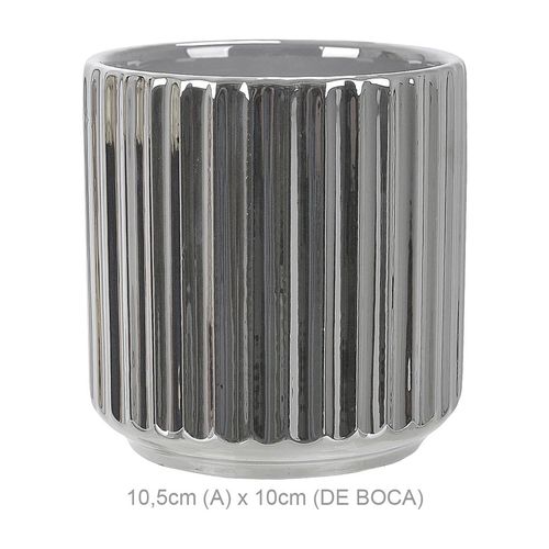 Vaso Cerâmica Flor Arte Prata 10,5cm