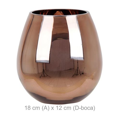 Vaso Vidro Flor Arte Cobre18cm