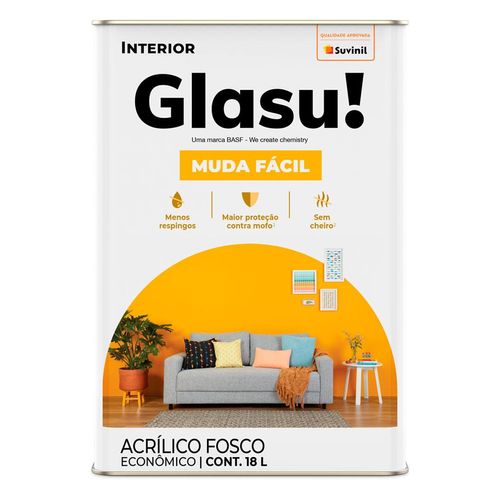 Tinta Acrílica Glasu Muda Fácil Marfim Fosco 18 Litros