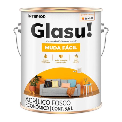 Tinta Acrílica Glasu Muda Fácil Marfim Fosco 3,6 Litros
