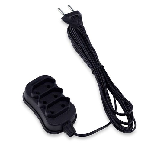 Extensão Bipolar Force Line com 3 Tomadas 10A Preto 3 Metros
