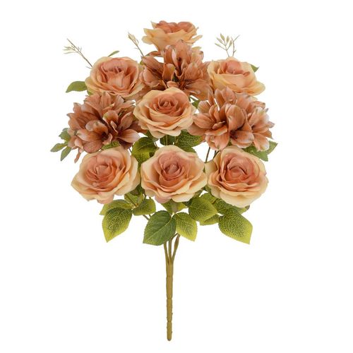 Arranjo Rosa Astromélia Flor Arte Chá e Outono 48cm