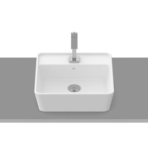 Cuba de Apoio Roca Optica com Mesa Optica Quadrada Branco Matte 42x42cm