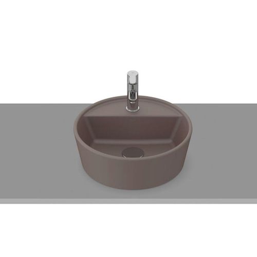 Cuba de Apoio Roca Optica com Mesa Curva Redonda Café 37cm