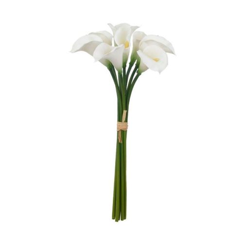 Arranjo Flor Arte Copo Leite Ramalhete com Fita Real Toque Branco Puro 32cm
