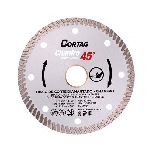 Disco de Corte Diamantado Cortag Chanfro 115mm