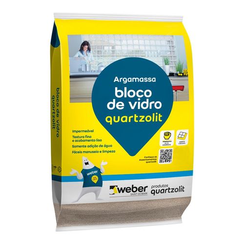 Argamassa para Bloco de Vidro Quartizolit Interna e Externa Branca 5kg