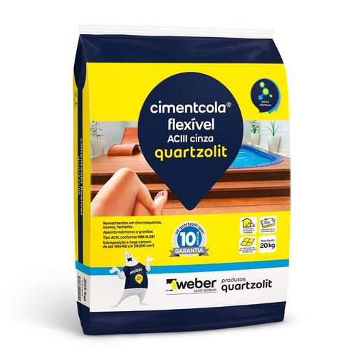 Argamassa AC3 Quartzolit Flexível Interno e Externo Cinza 20kg