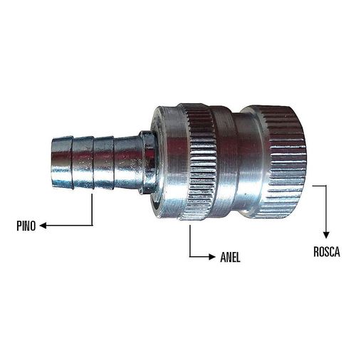 Engate Rápido Alumínio Garden com Rosca 1/2" e Pino para Mangueira 1/2"