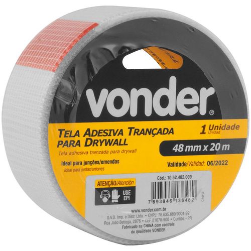 Tela Trançada para Drywall Vonder 48mmx20m