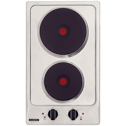 Cooktop Elétrico Tramontina Dominó em Aço Inox com 2 Placas Térmicas em Ferro Fundido