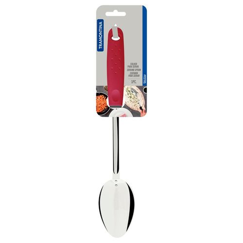 Colher em Aço Inox Tramontina Utilitá com Cabo de Polipropileno Vermelho