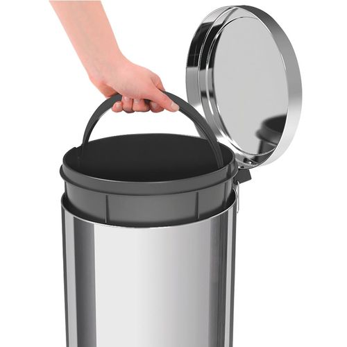 Lixeira Inox com Pedal Tramontina Brasil com Acabamento Polido e Balde Interno Removível 20 L