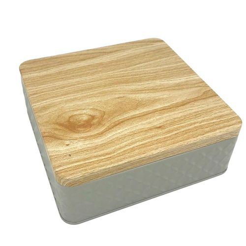 Pote de Armazenamento NDI Quadrado Cinza 17x17x6cm