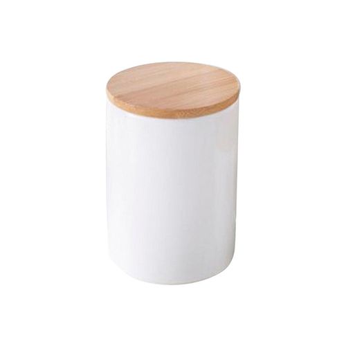 Pote de Armazenamento Cerâmica NDI Branco Tampa Bambu 800ml