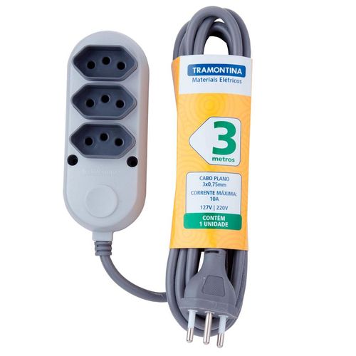 Extensão Múltipla 3 Tomadas 2P+T 10 A 250 V Tramontina 3 m