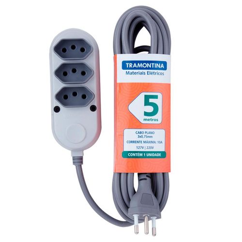 Extensão Múltipla 3 Tomadas 2P+T 10 A 250 V Tramontina 5 m