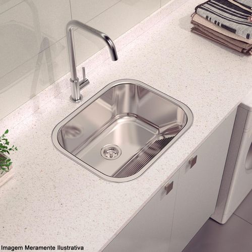 Tanque de Encaixe Tramontina Hera 34L em Aço Inox Polido 50x40 cm