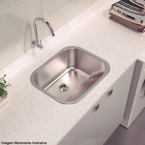 Tanque de Encaixe Tramontina Hera 34L em Aço Inox Acetinado 50x40 cm