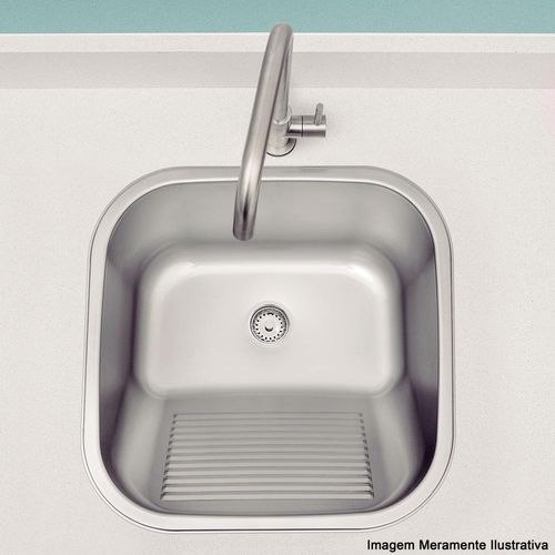 Tanque Encaixe Hera Tramontina em Aço Inox Acetinado 25 Litros 40x40x21,5cm