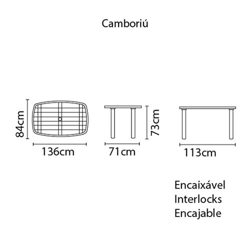 Mesa Retangular Tramontina Camboriú Basic Branco