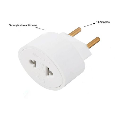 Adaptador Conversor 2P 10 A 250v Tramontina Branco