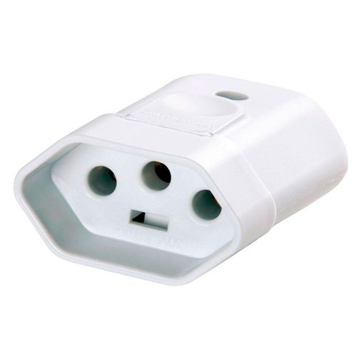 Plugue Fêmea Tramontina 2P+T Branco 10A