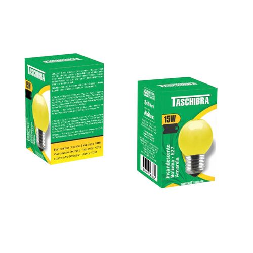 Lâmpada Bolinha Taschibra Luz Amarela 15W 220V
