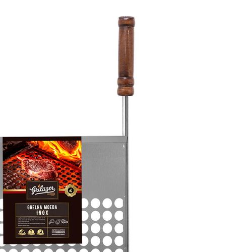 Grelha Inox Moeda Grilazer com Descanso 40x50cm