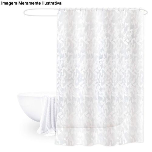 Cortina para Box PVC Branco Com Estampa 180x180cm