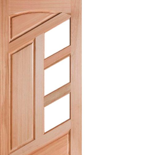 Porta de Eucalipto Reck Topázio com 3 Divisórias Para Vidros Natural 80x210cm