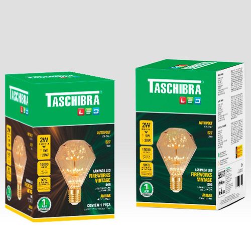 Lâmpada Led Taschibra Decorativa Fireworks Vintage Âmbar 2W