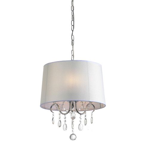 Lustre de Tecido e Cristal Taschibra Abricó 400 Branco 3XE14