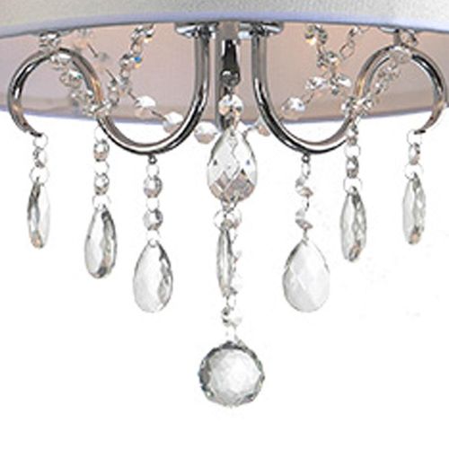 Lustre de Tecido e Cristal Taschibra Abricó 400 Branco 3XE14