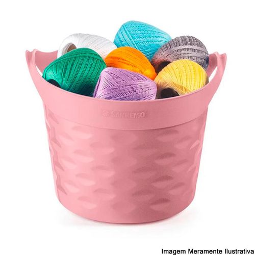Cesto Plástico Sanremo para Roupa Moolti Redondo Rosa 3L