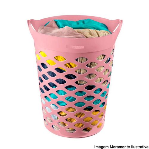 Cesto Plástico Sanremo para Roupa Circular Moolti Rosa SR1844 44L