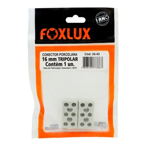 Conector Porcelana Foxlux Tripolar para Chuveiro 16mm