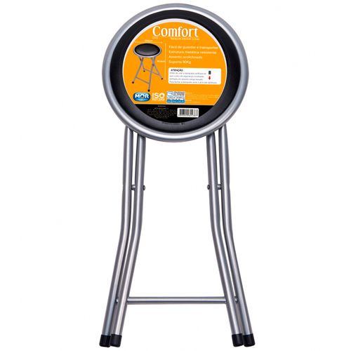 Banqueta Dobrável Circular Delta Comfort Preta