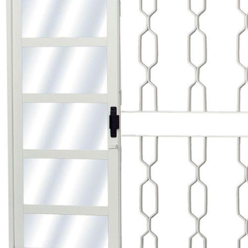 Janela de Aço Mgm Minas Sul com 4 Folhas, Vidro e Grade Elo Branco 100x120x7