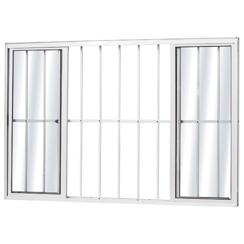 Janela Alumínio Mgm Soft com 4 Folhas e Grade Branco 100x150x7,7