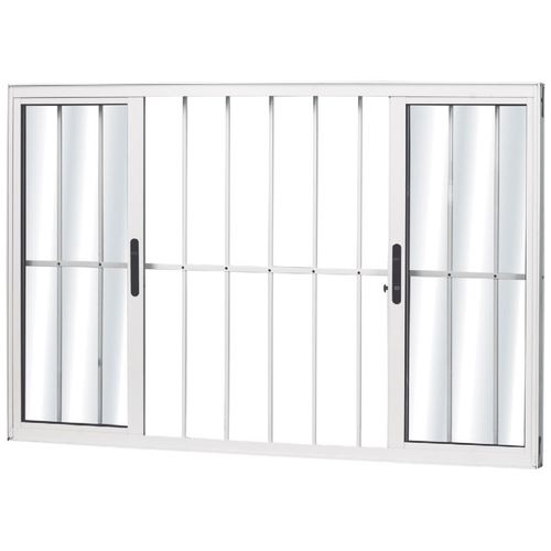 Janela de Alumínio Mgm Solida com 4 Folhas e Grade Branco 100x150x6,6