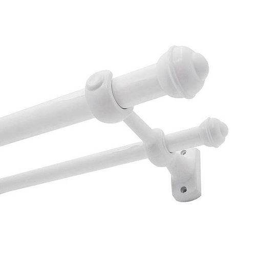 Kit Varão Bella Arte Slim 28/19mm para Cortina 2,5m com 3 Suportes Branco Fosco
