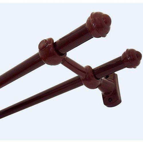 Kit Varão Bella Arte Slim 28/19mm para Cortina 2,5m com 3 Suportes Imbuia Fosco