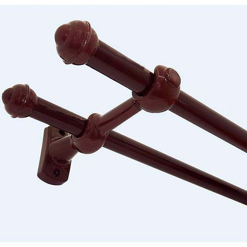 Kit Varão Bella Arte Slim 28/19mm para Cortina 2,5m com 3 Suportes Imbuia Fosco