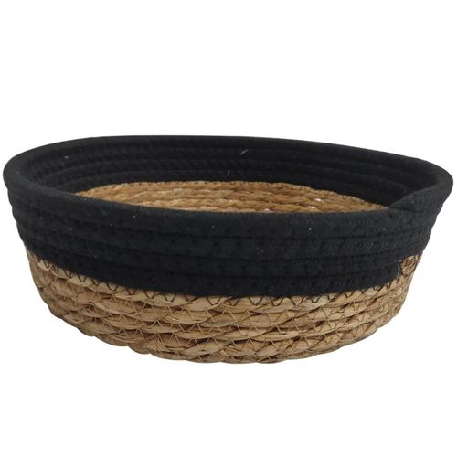 Cesto Trançado NDI Fibra Natural Marrom com Preto 26,5x8,2cm