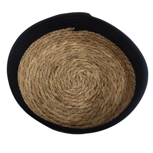 Cesto Trançado NDI Fibra Natural Marrom com Preto 28x8,2cm