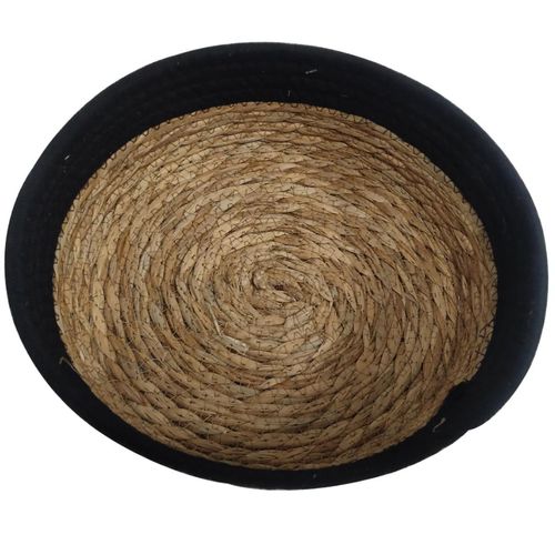 Cesto Trançado NDI Fibra Natural Marrom com Preto 26,5x8,2cm