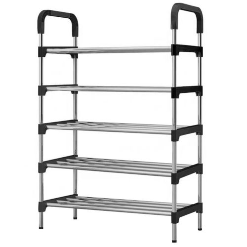 Sapateira de Aço com 5 Divisórias NDI Preto e Prateado 58X27X95cm